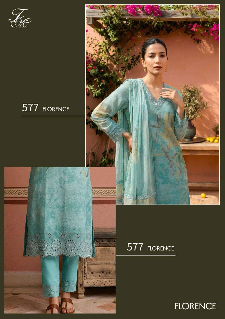 FLORENCE By T&M 515 TO 521 Beautiful Festive Suits Stylish Colorful Fancy Casual Wear Organdy Digital Print Dresses At Wholesale Price
